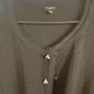 Metallic black with pearl buttons great holiday cardigan